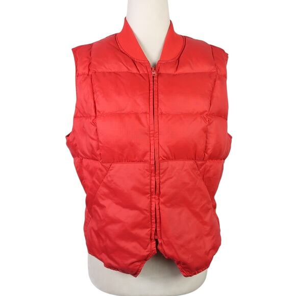 Vintage Eddie Bauer Red Goose Down Fill Quilted Puffer Vest L - Picture 1 of 7